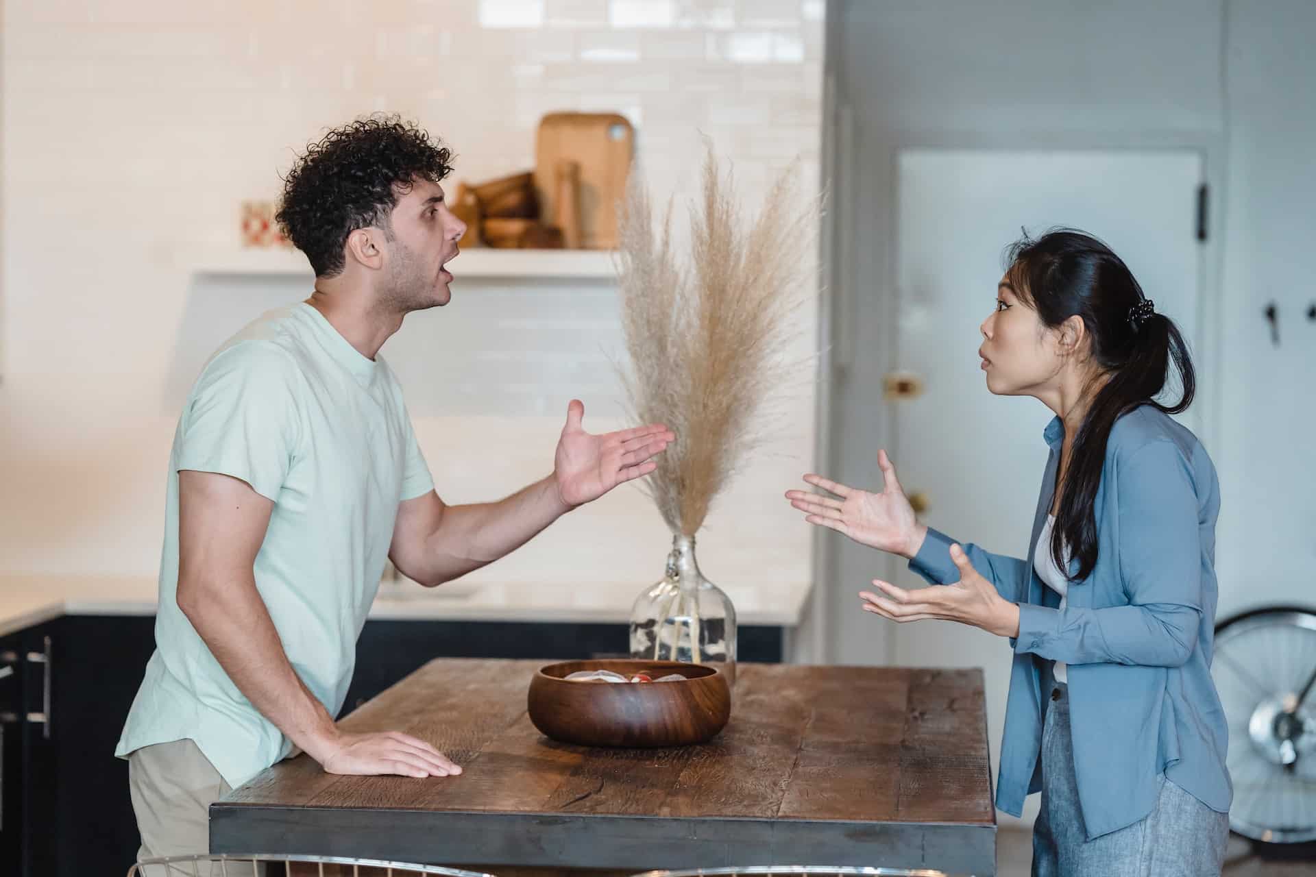 Father and Mother Fighting in a Kitchen