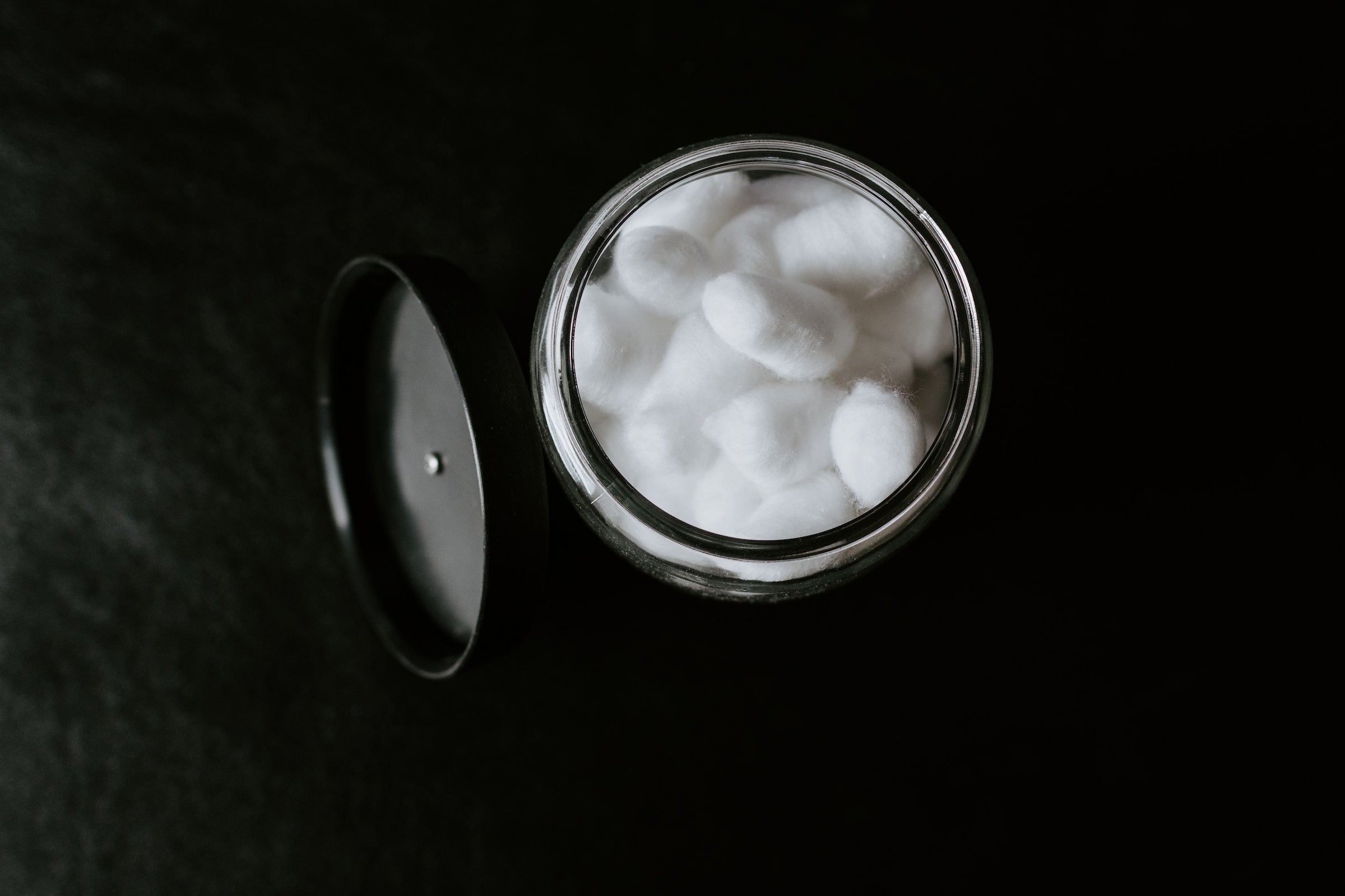 a jar full of cotton balls