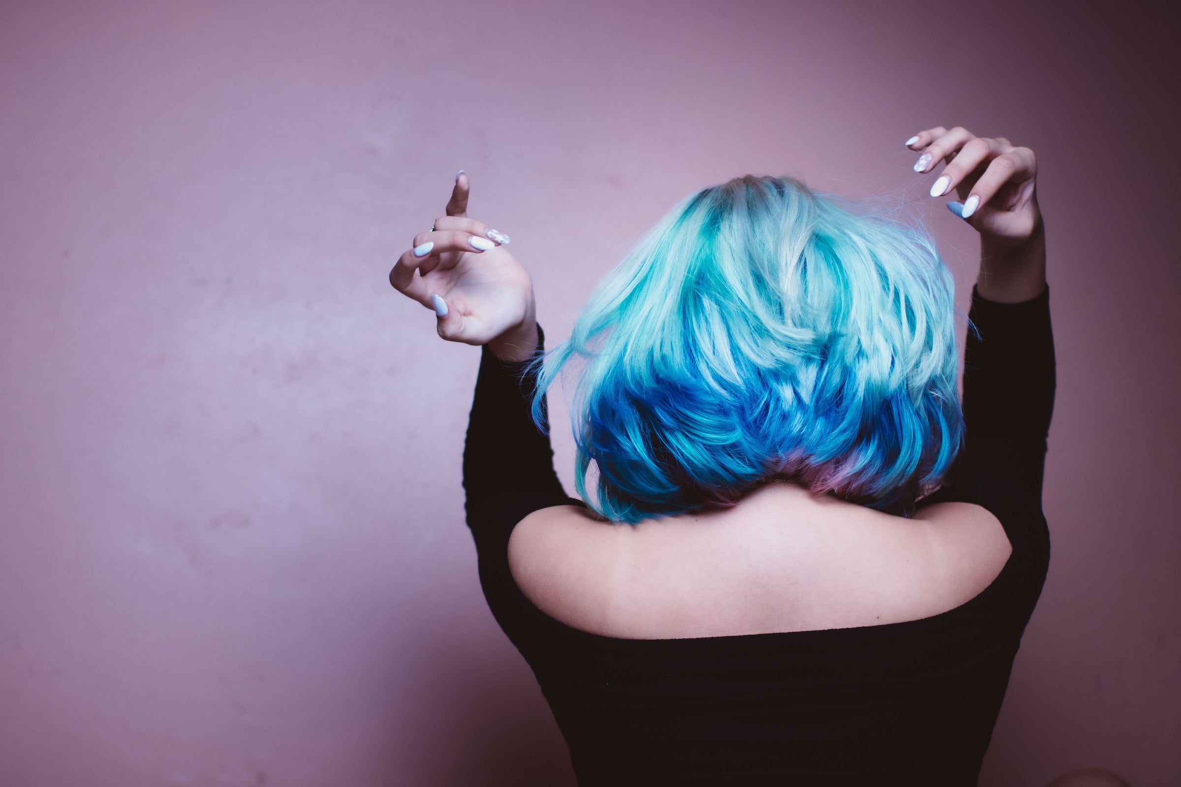 woman with brightly dyed hair