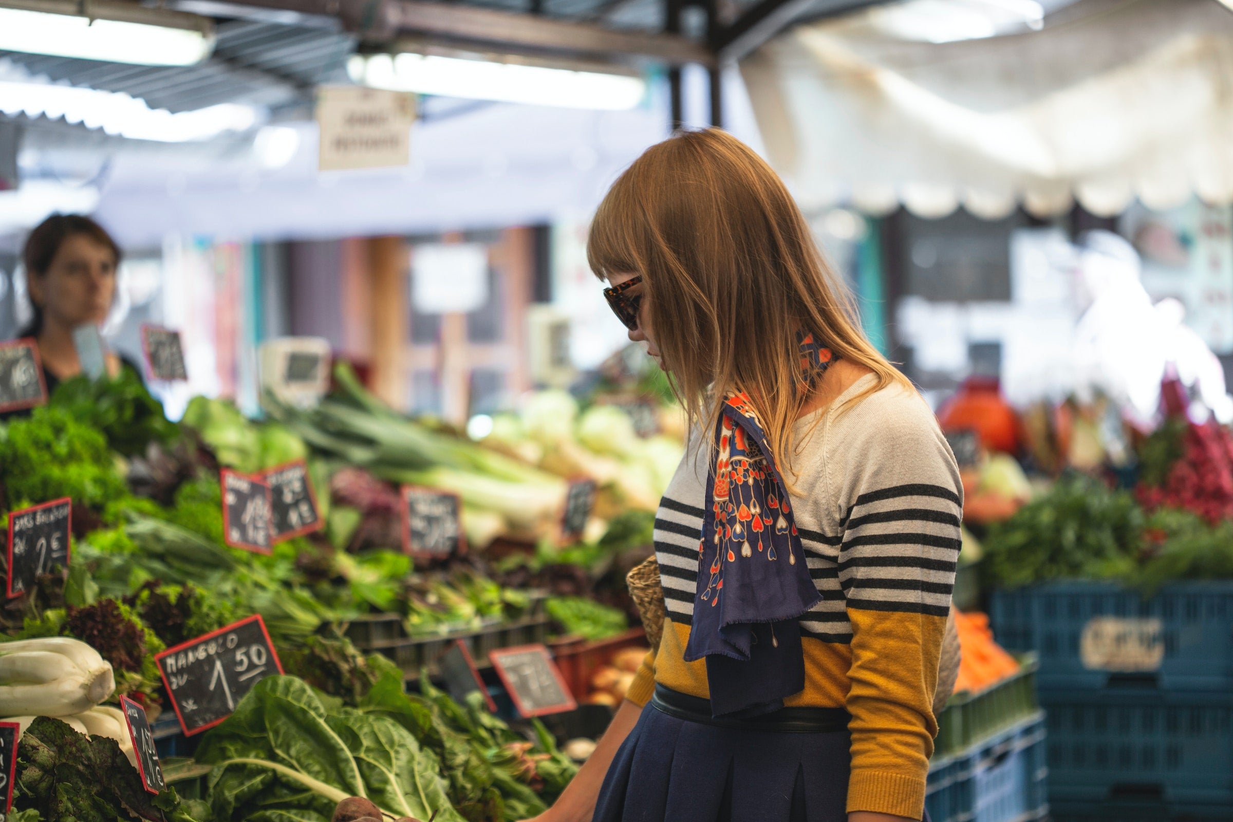 woman shopping for vegetables