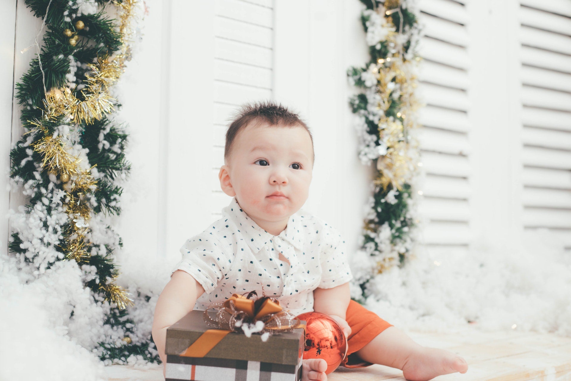 Baby with present