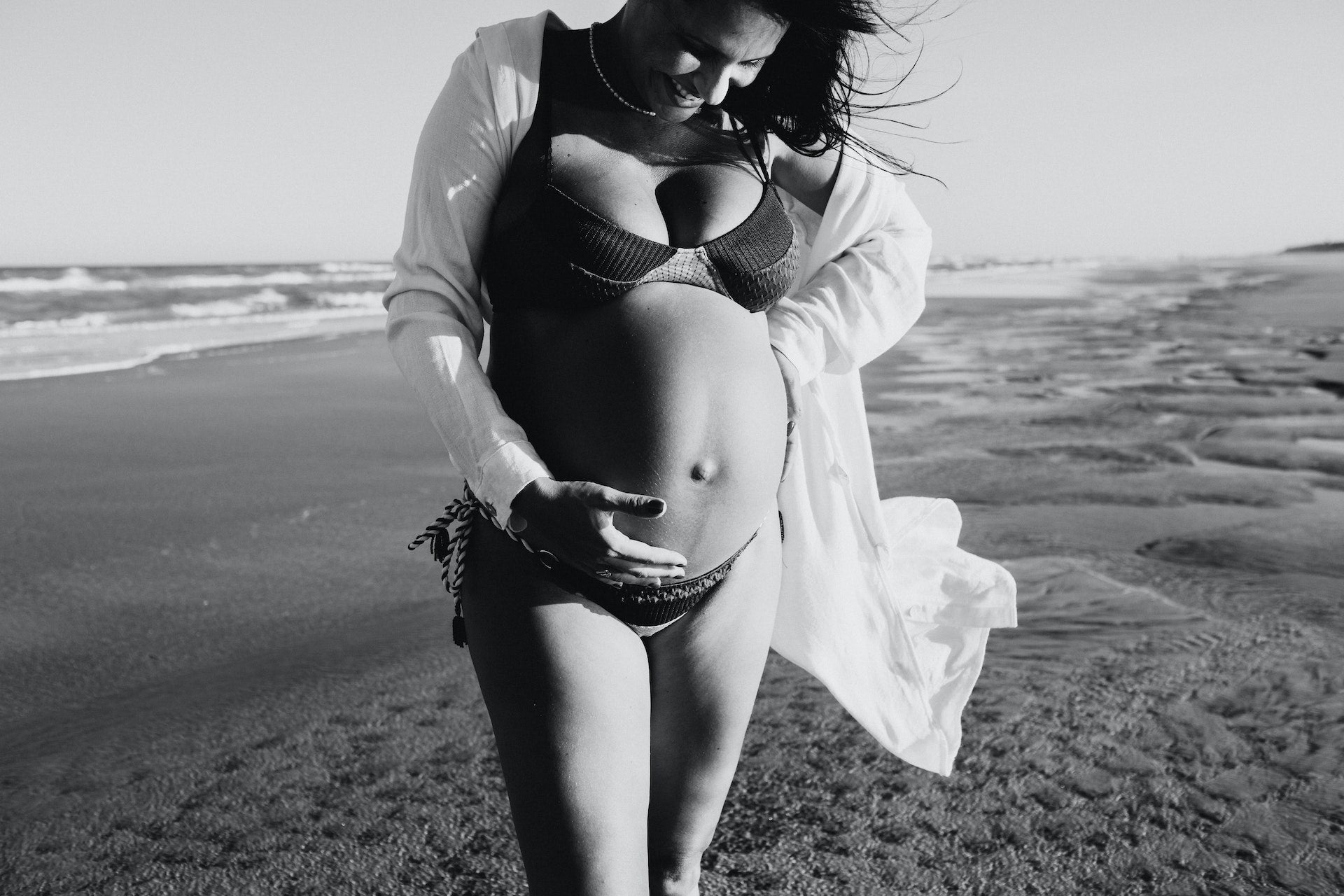Pregnant lady on beach
