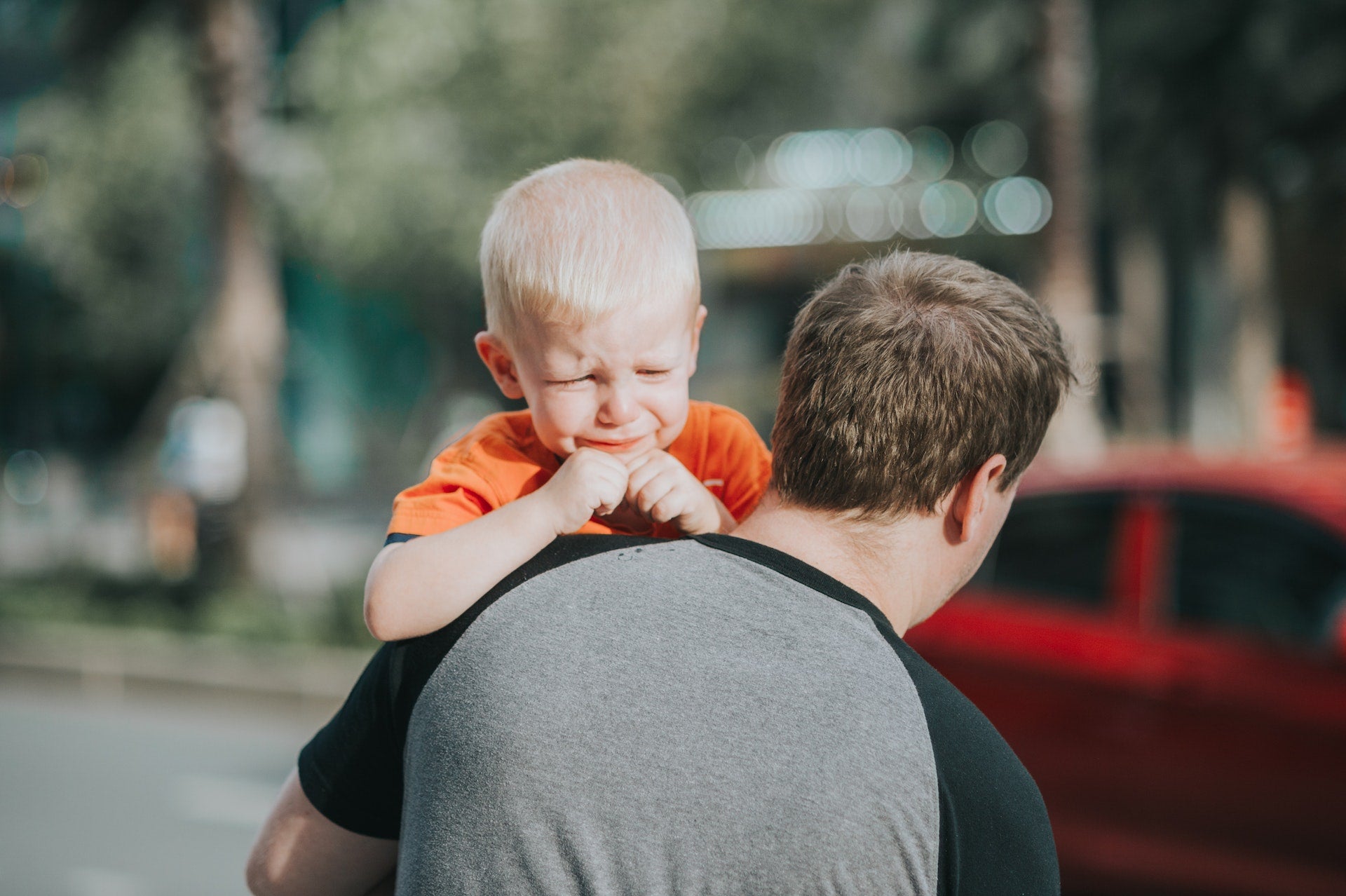 Dad with crying child