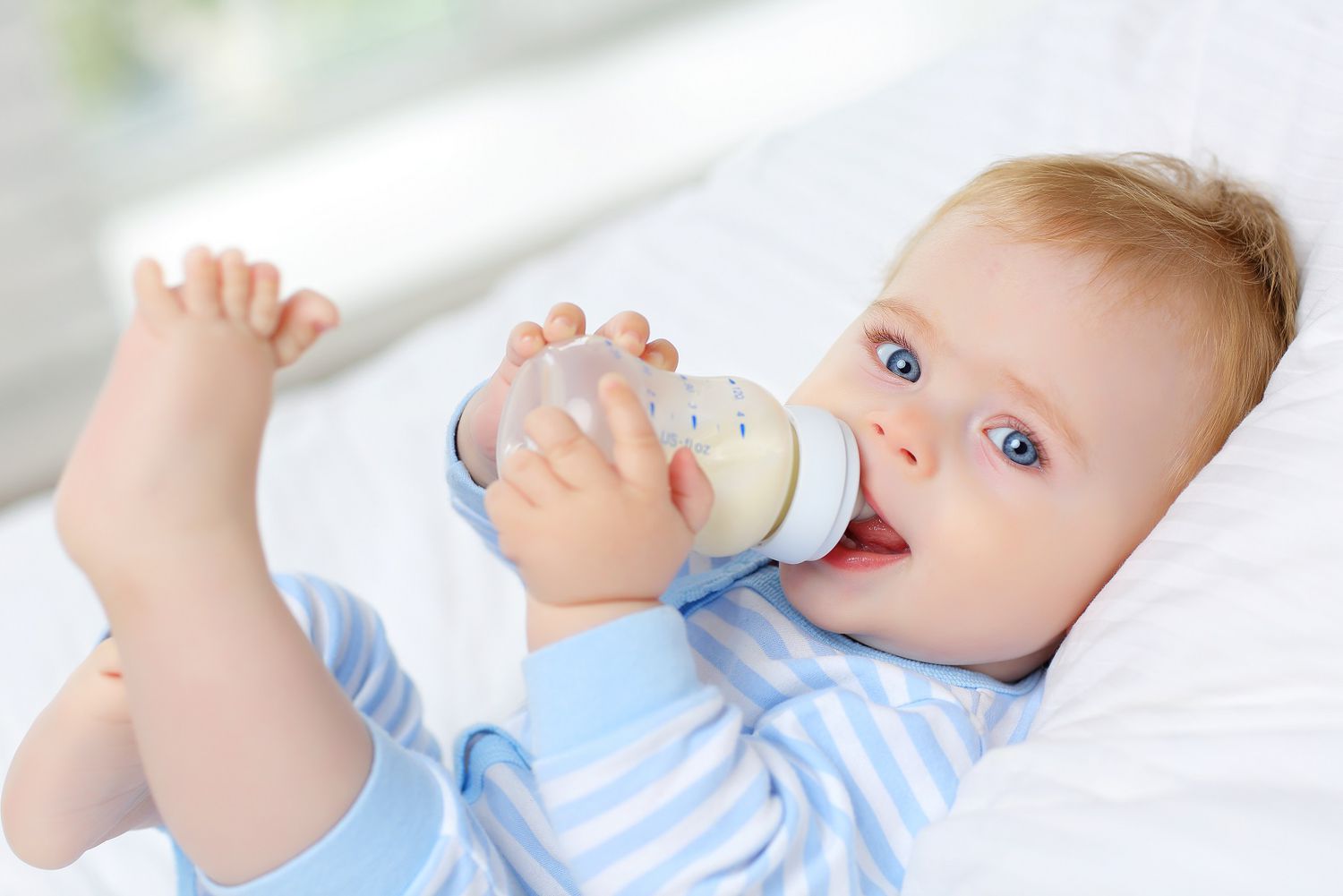 Baby drinking out of bottle