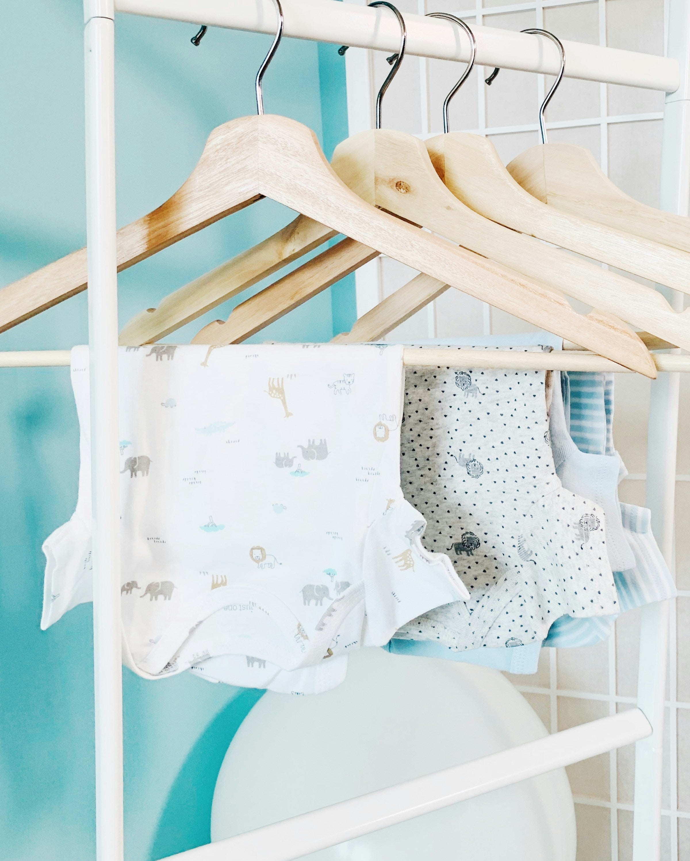 hanging baby clothes