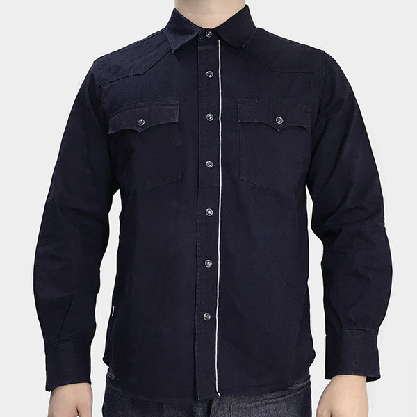 Bzen M 3239 Mens Sashiko Western Indigo Denim Shirt- Rinse Indigo –  Miner49er.Shop