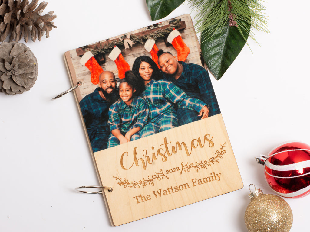 Christmas Card Keeper Personalized Custom Text Photo Album 2 