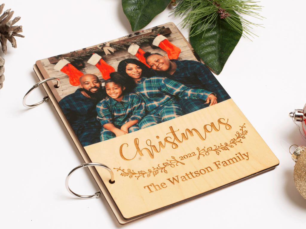 Christmas Card Album, Holiday Card Album, 5x7 Photo Christmas Card Keeper,  Santa Photo Album, Custom Linen Christmas Album 5x7 