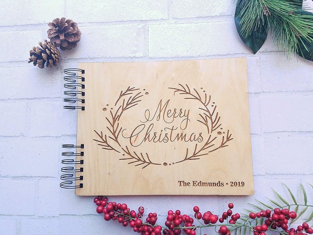 Photo Album or Guest Book Merry Christmas Personalized Holiday Card Keeper  