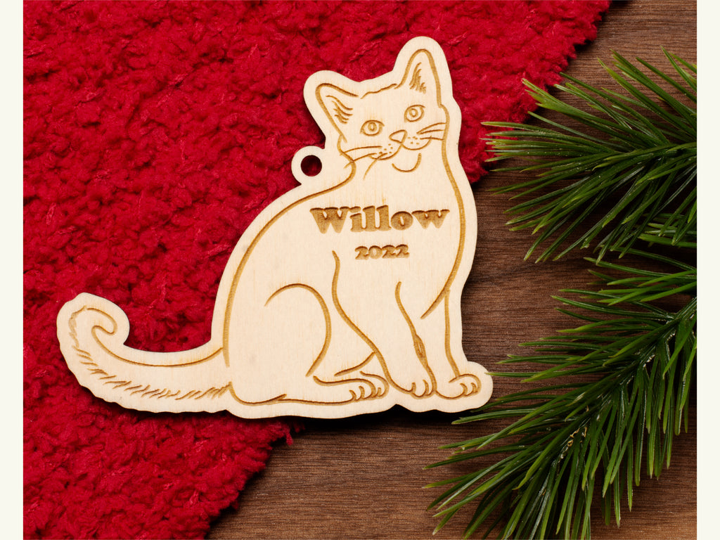 Wood Cat Cutout Christmas Ornaments, DIY Ornaments