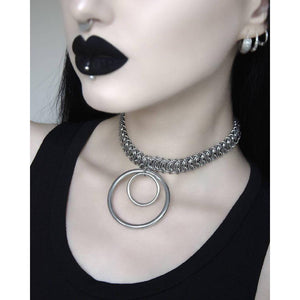 Arcane Accessories Vertebrae Double O Ring Choker 40 mm Nichenoire