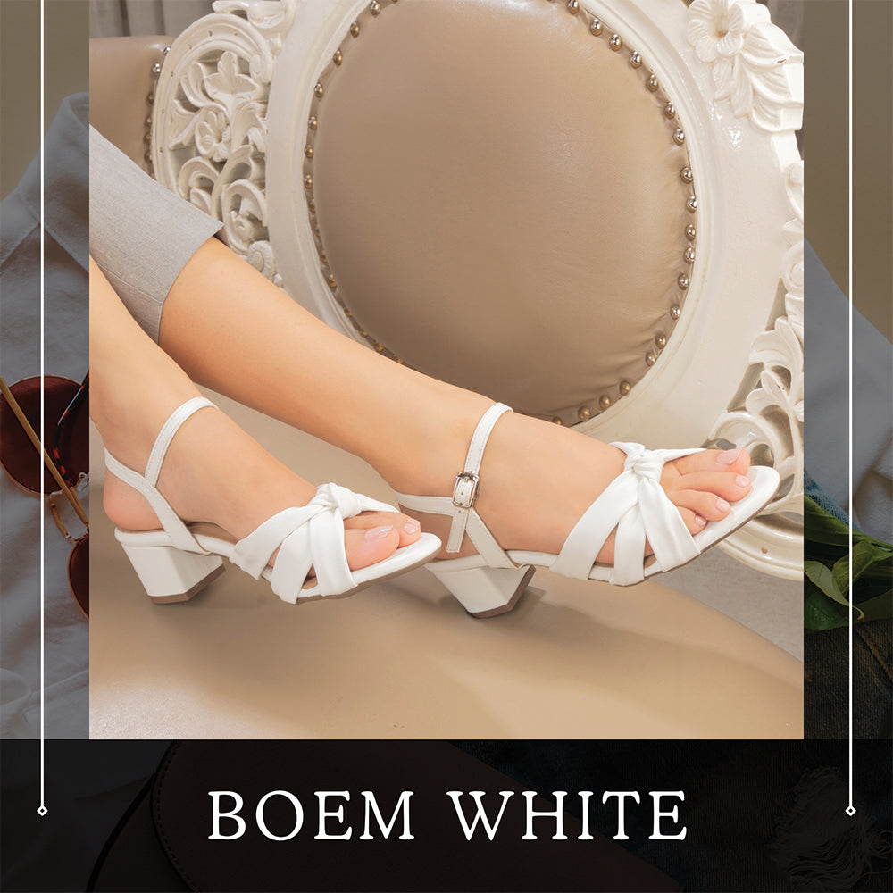 The Boem White Women's Dress Block Heel Sandals