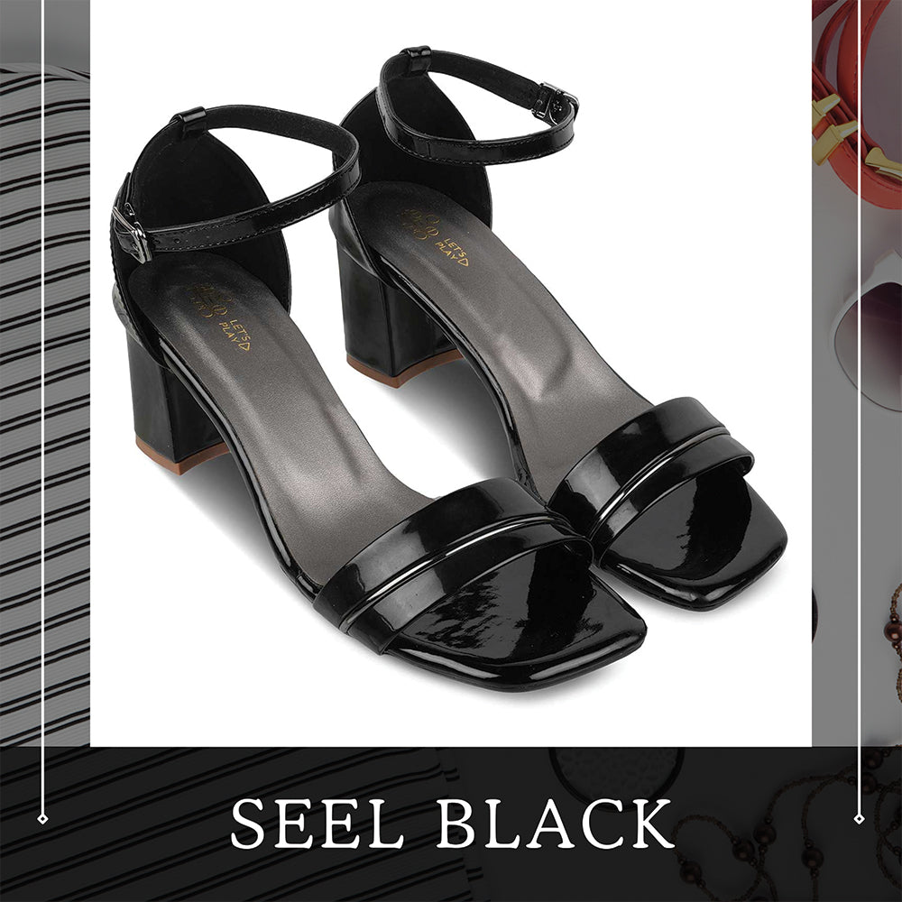 The Seel Black Women's Dress Block Heel Sandals