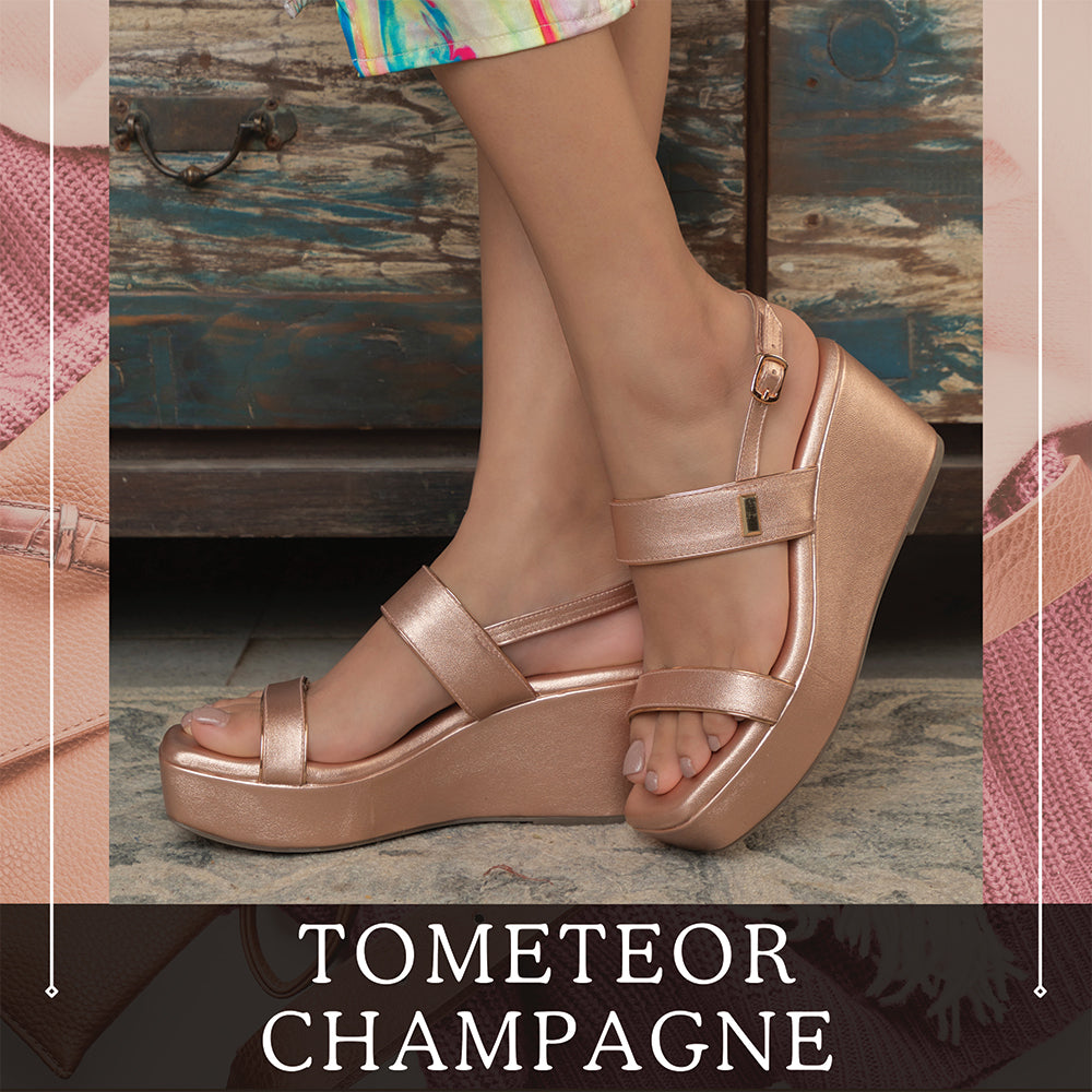 The Tometeor Champagne Women's Wedge Sandals