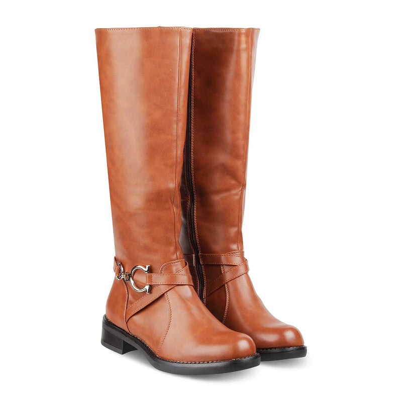 The Forsaa Tan Women's Knee-length Boots Tresmode