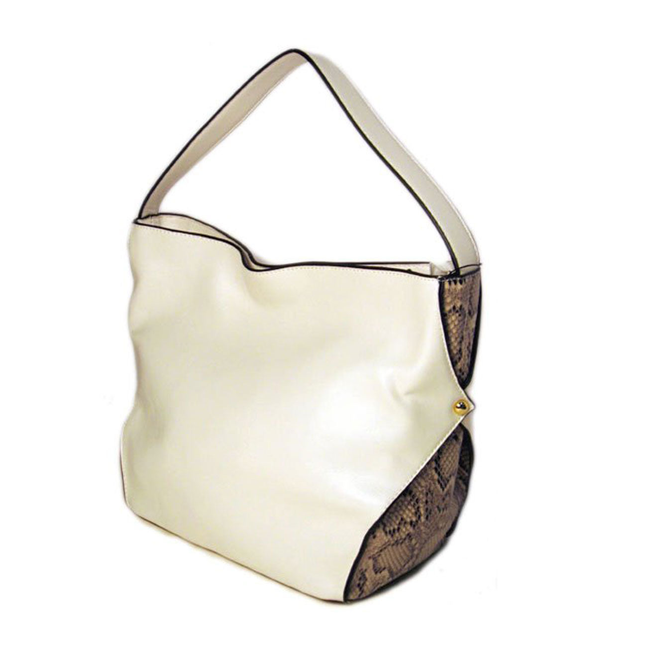 Versatile White Python Hobo Tote Bag