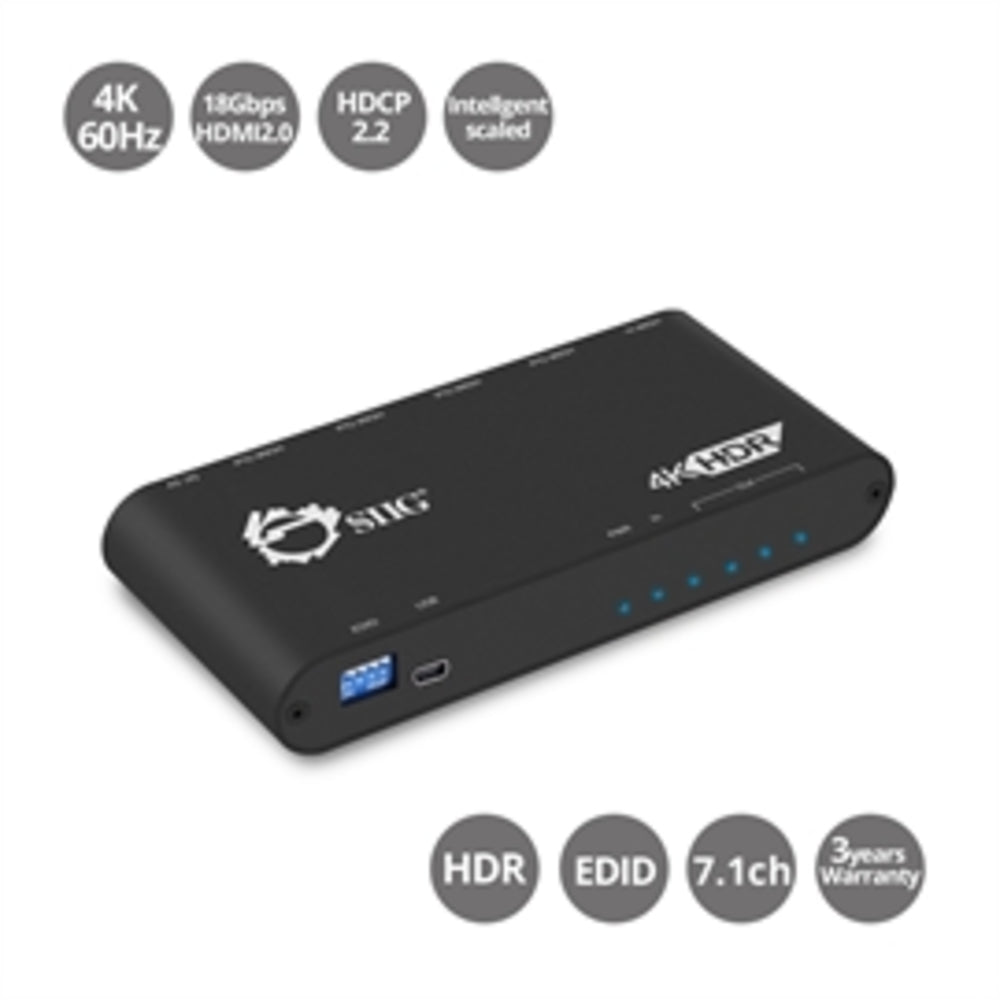 SIIG Accessory CE-H22Y11-S1 HDMI Distribution Amplifier with Auto Video Scaling 4K 60Hz HDR Brown Box