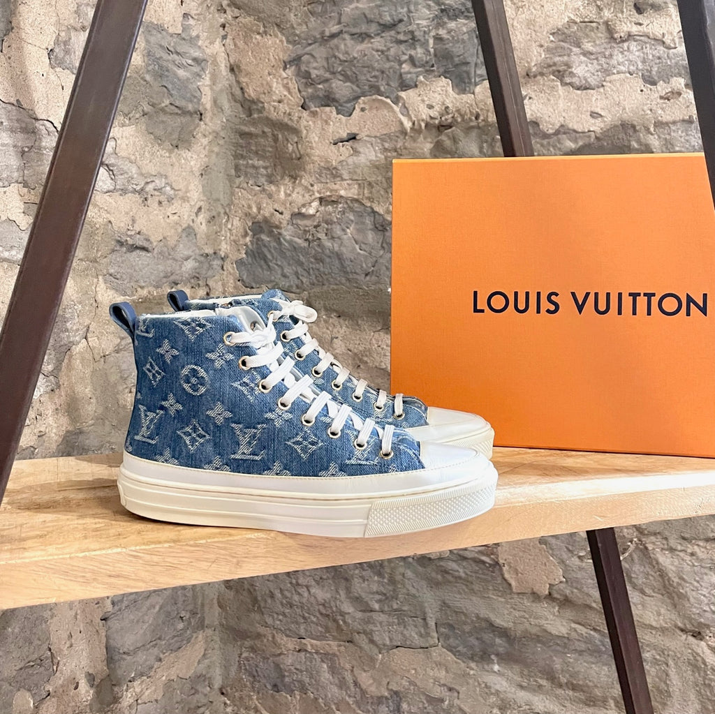LOUIS VUITTON Denim Monogram Stellar Sneaker Boots 36 Bleu Jeans Blue  623583