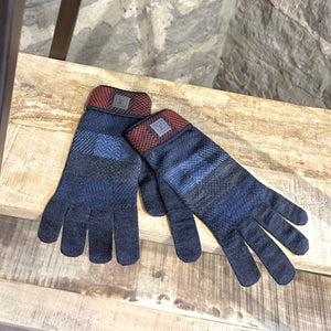 LOUIS VUITTON Navy Burgundy Ribbed Knit Cashmere Gloves – Sui