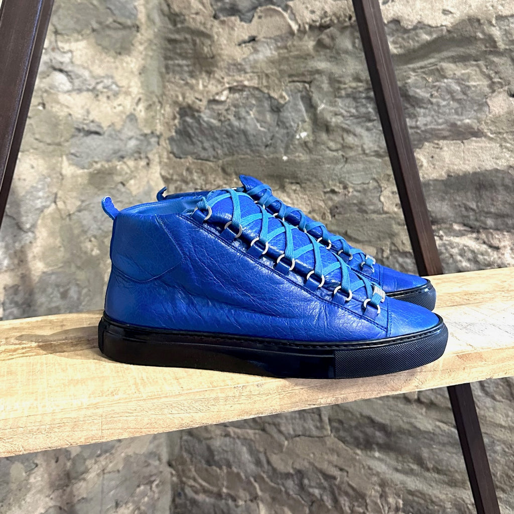 Balenciaga Navy Blue Satin and Leather Race Runner Low Top Sneakers Size 40  Balenciaga  TLC