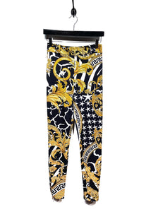 Versace Black Gold Hibiscus Print Leggings – Boutique LUC.S