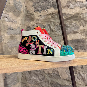 Christian Louboutin Multicolor Suede And Leather Louis Spikes High