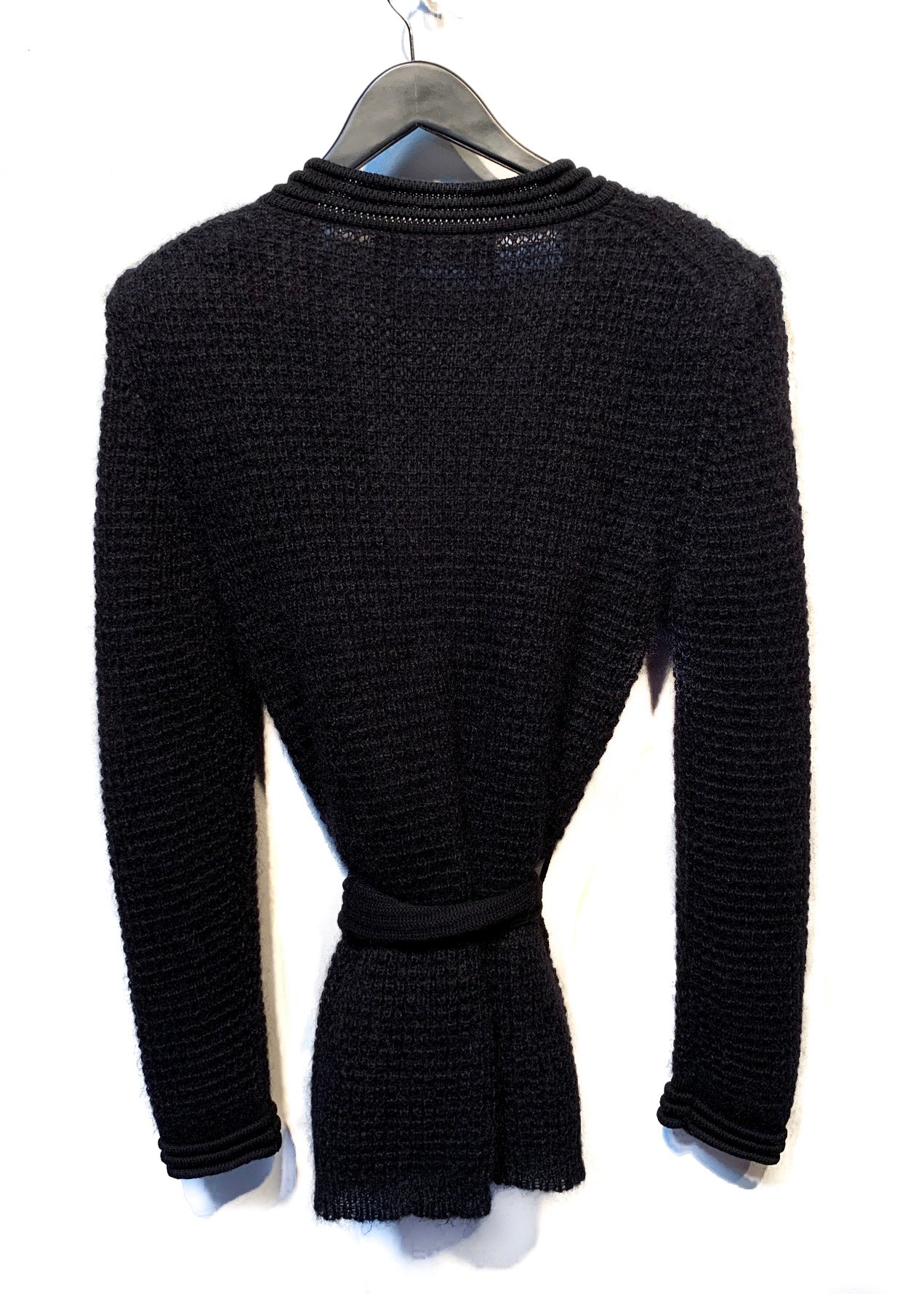 Balmain Black Mohair Blend Wrap Belted Cardigan – Boutique LUC.S