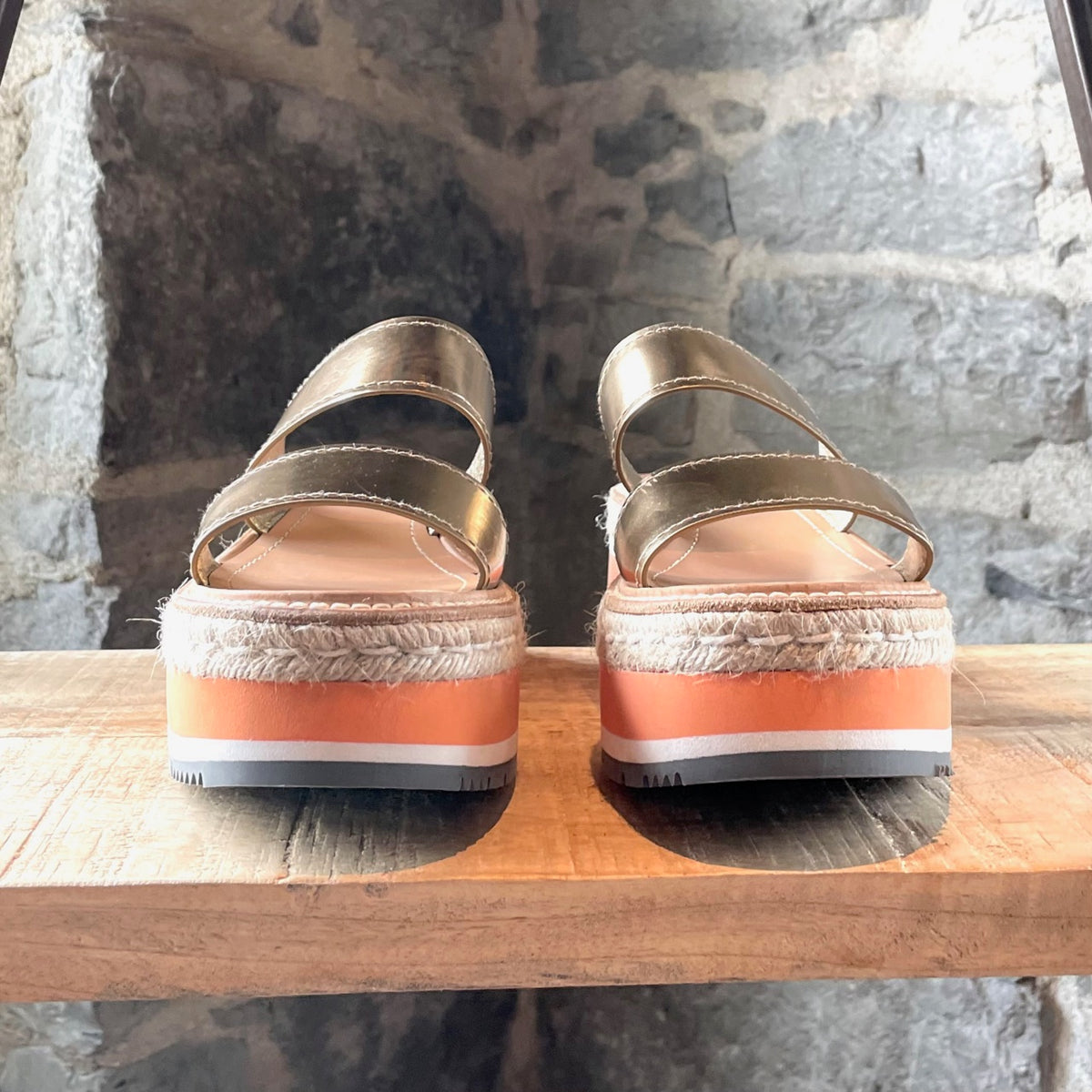 Prada Gold Metallic Leather Platform Sandals – Boutique 