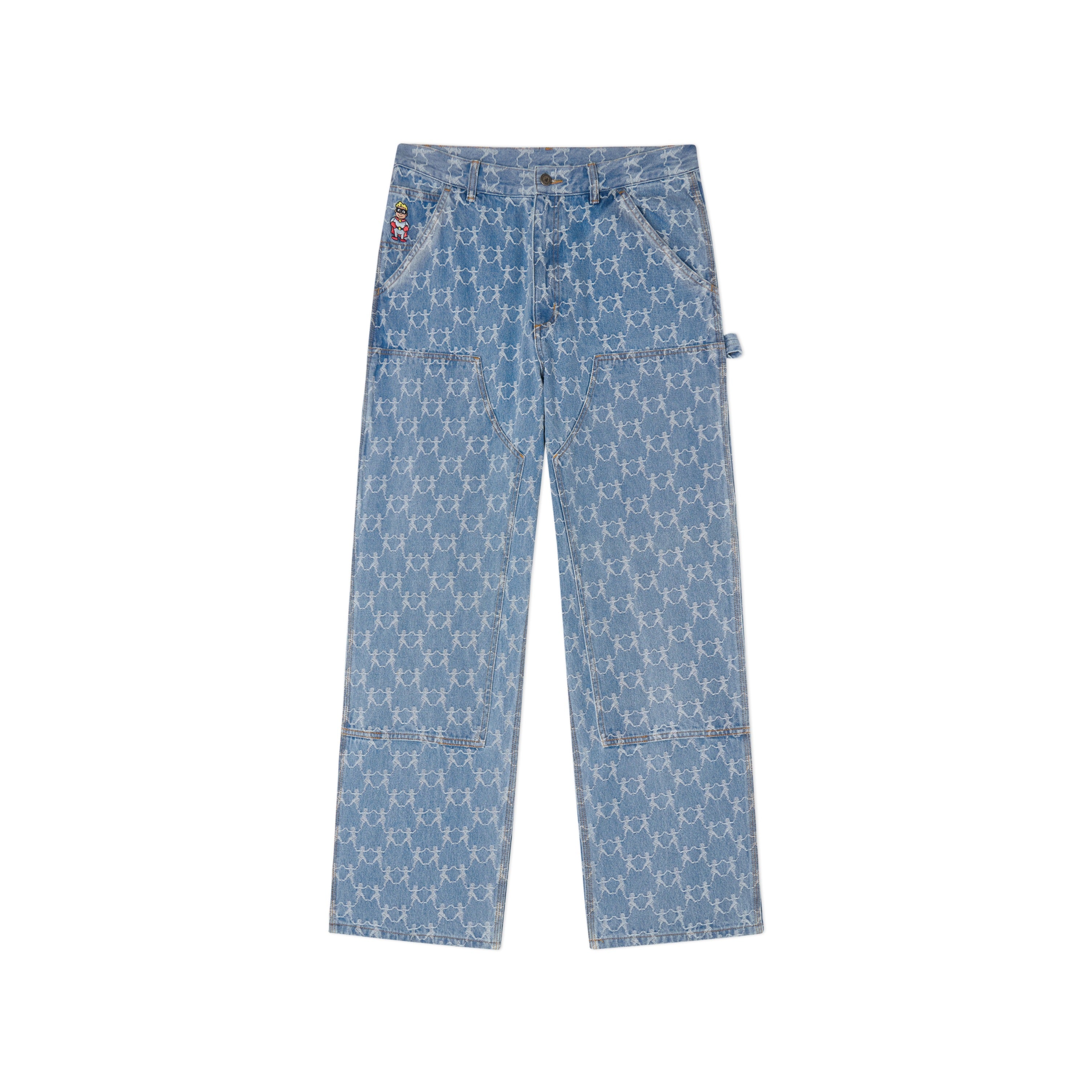 Dancing Ladies Jacquard Double Knee Jeans [Blue] - KidSuper product image