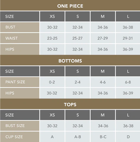 Size chart corpo bonito