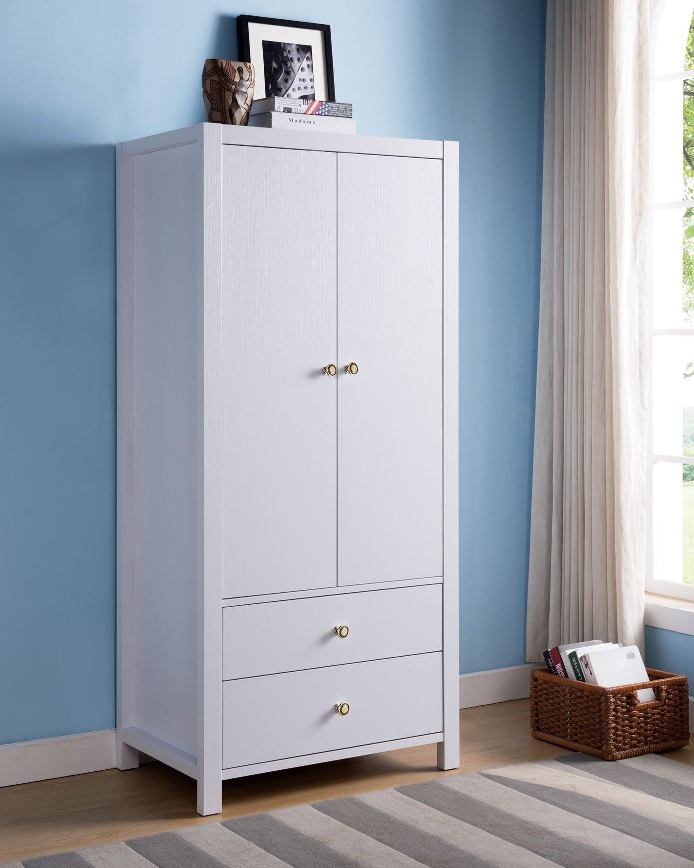 White Laminate Wood Wardrobe K16021 Polypoof Furniture