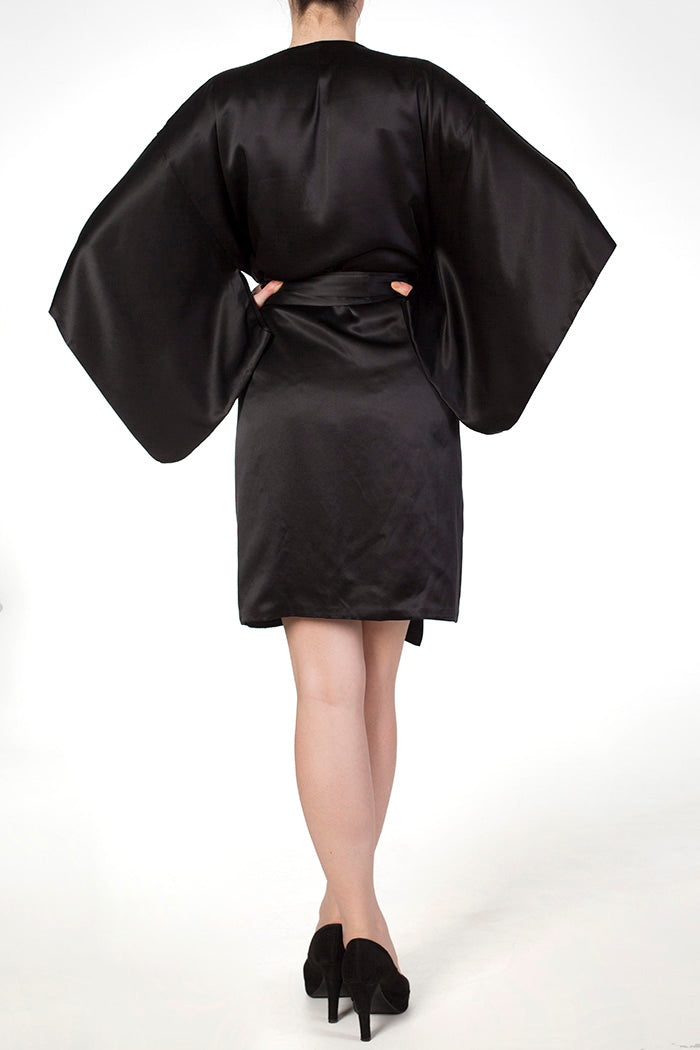 black silk dressing gown