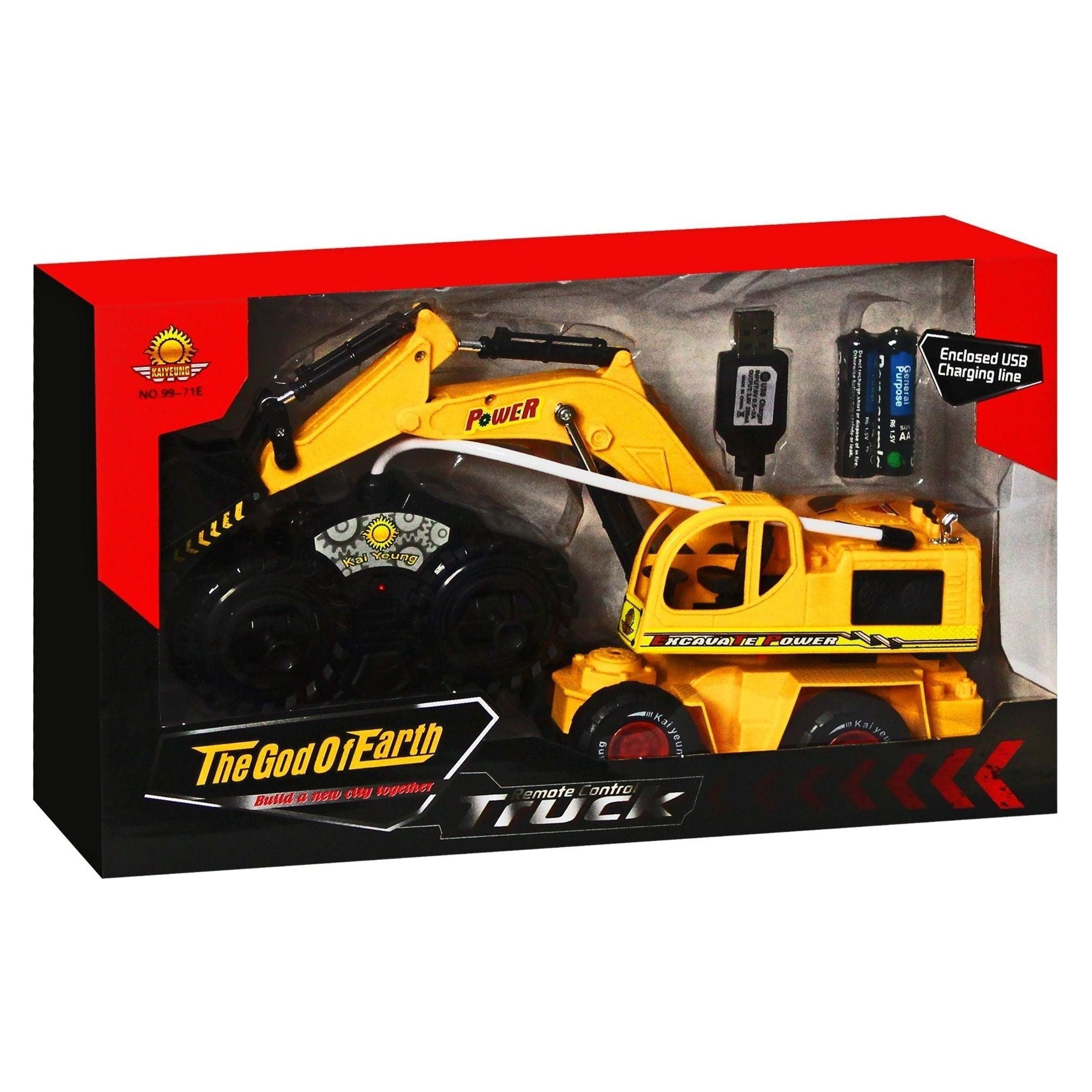 The God Of Earth Remote Control Truck Excavator Enclosed USB Kai Yeung - BumbleToys - 6+ Years, 8-13 Years, Boys, Cars, Collectible Vehicles, Toy House, Truck