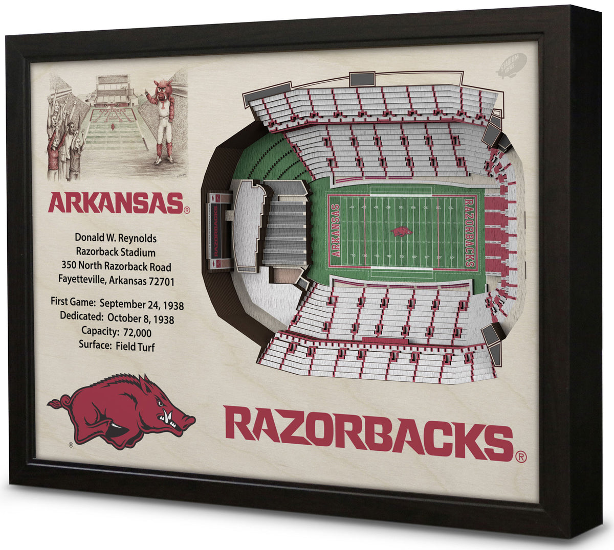 Arkansas Razorbacks 3D Stadium View Donald W Reynolds Stadium Wa