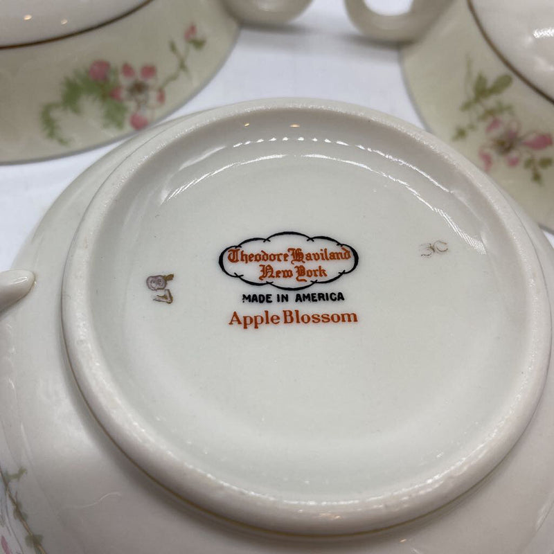 Theodore Haviland Apple Blossom Cream Soup Bowls - Set of 8