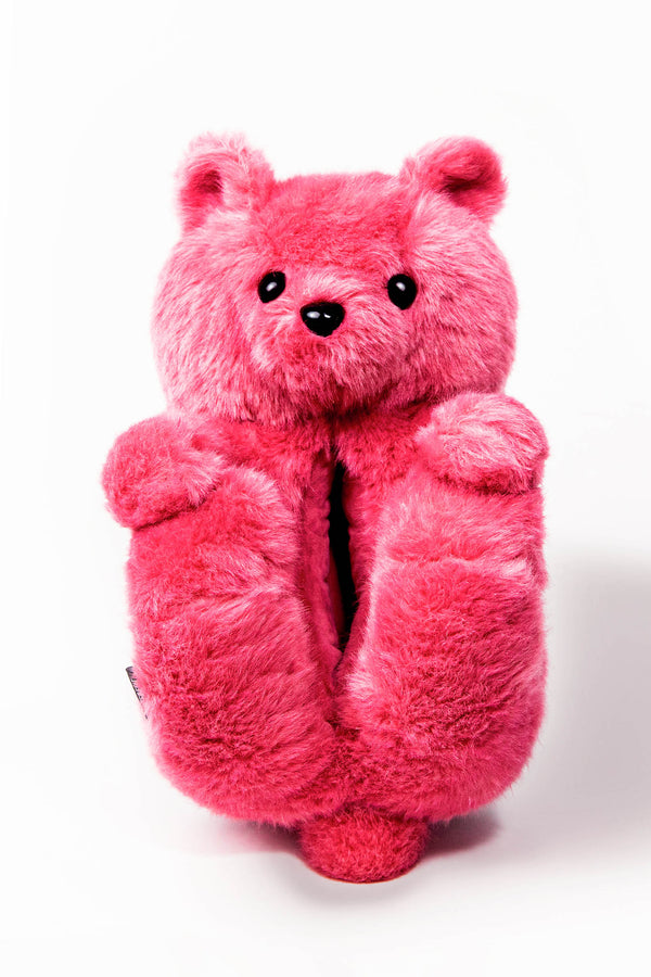 Cute Bear Plush Slippers - Polyester - Rubber - Light Brown - ApolloBox