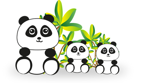 dessin panda famille