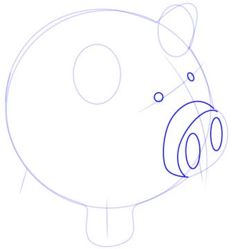 etape 5 pour dessiner la tirelire cochon