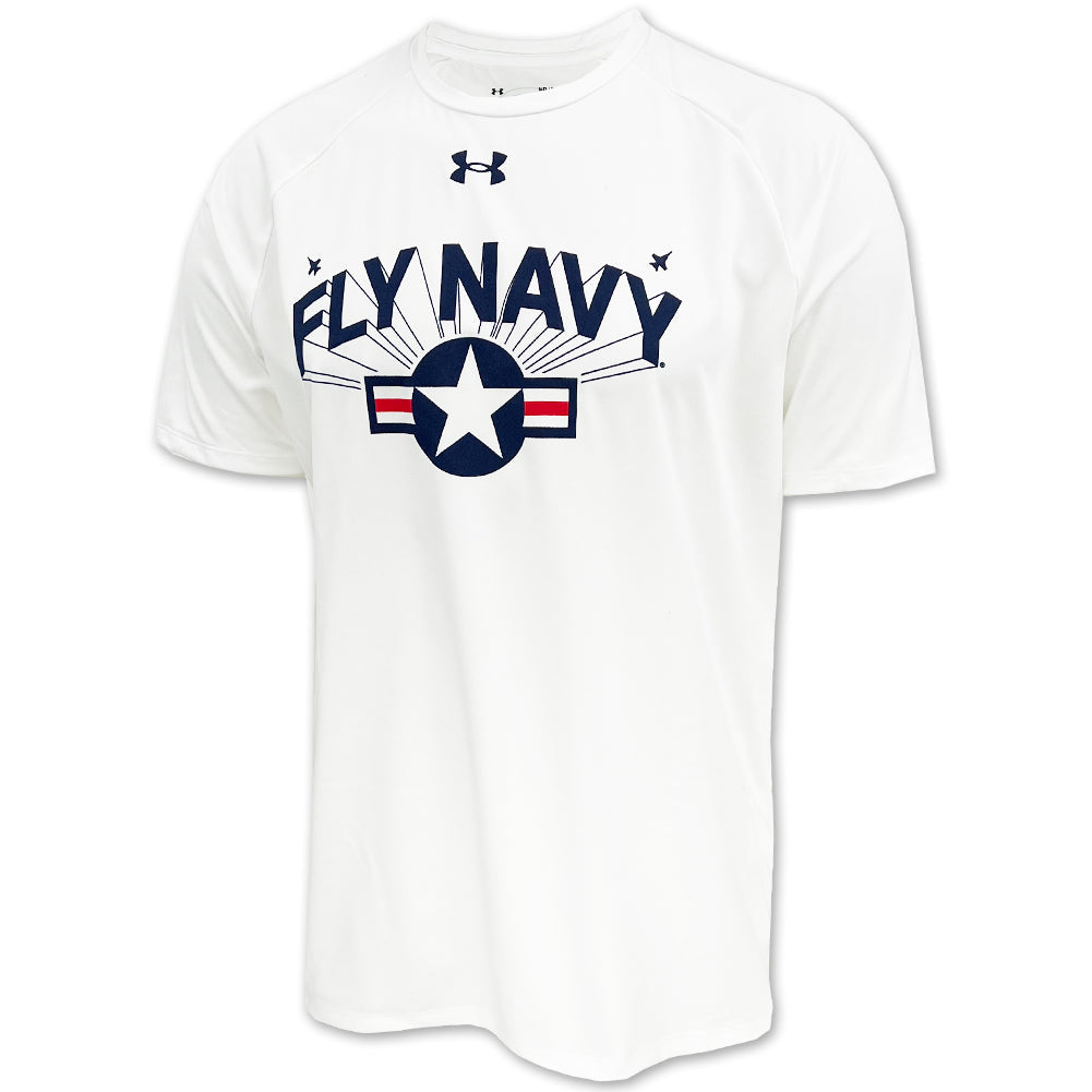 Navy Under Fly Navy Tech T-Shirt (White)