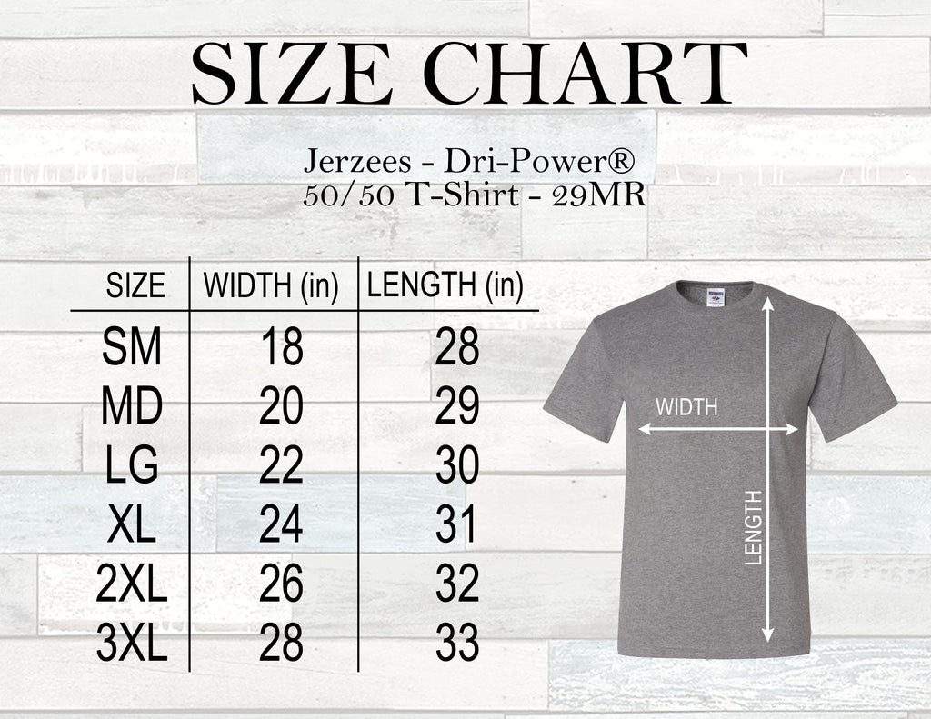 Jerzees 29m T Shirt Size Chart Class C Designs Boutique