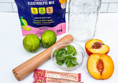Peach Basil Sugar-free Mocktail Fizz ingredients