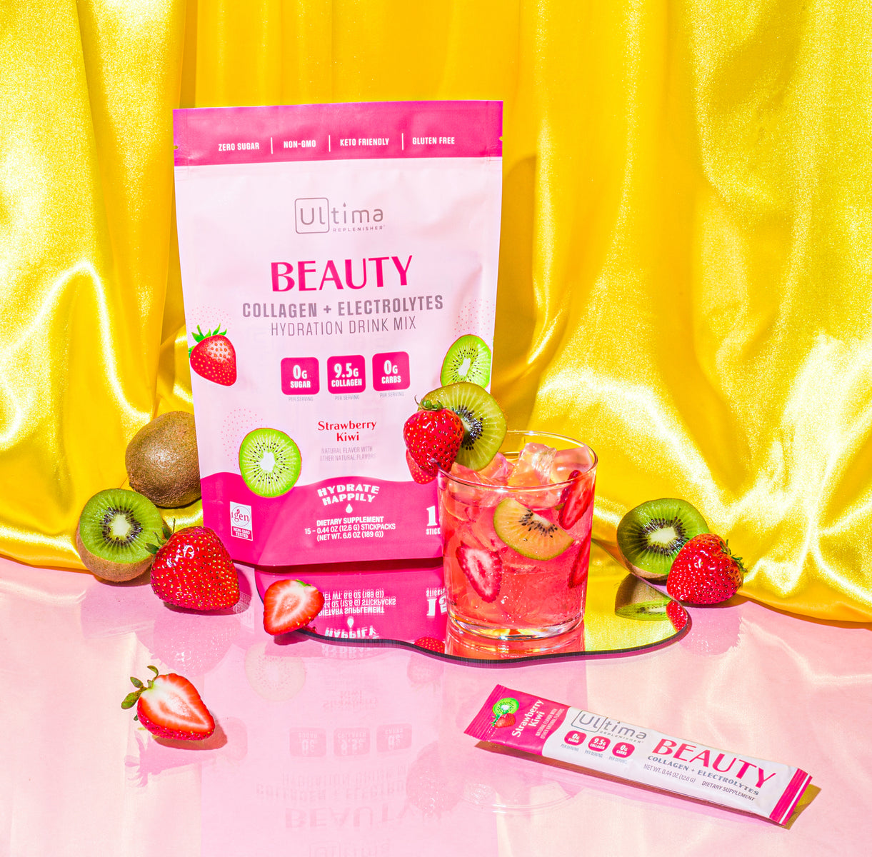 Strawberry Kiwi - beauty collagen powder + electrolytes - 15 serving stickpacks