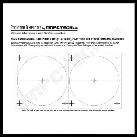 Radiator Grill 15mm Template PDF Hardware Labs, Swiftech, Feser EK Alphacool Corsair Aquacomputer 