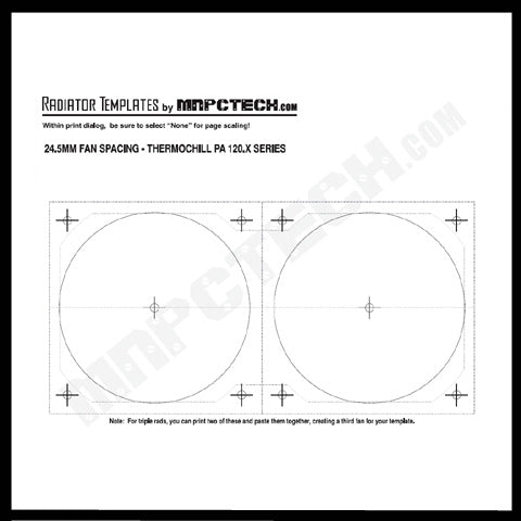 Thermochill 24.5mm PC Radiator Screw Spacing Grill template