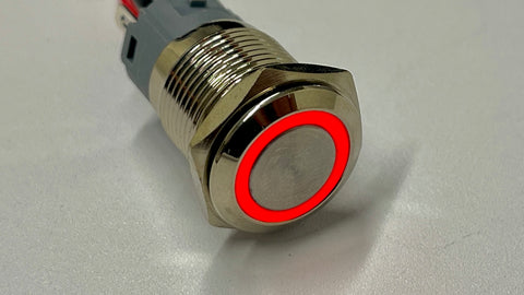 16mm Pre-Wired Red LED Silver Vandal Switch for PC Power & Reset For Sale.