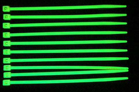 UV Reactive Green Colored PC Cable Zip Tie Wraps