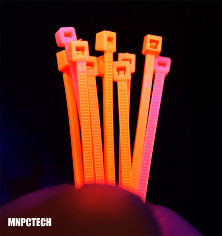 UV Reactive Orange Colored PC Cable Zip Tie Wraps