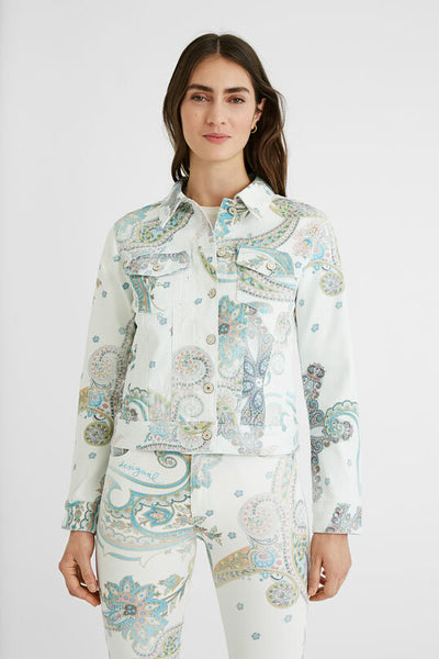 desigual white and paisley denim jacket