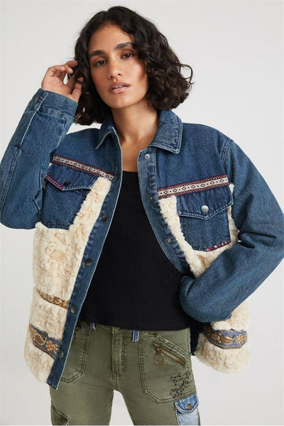 shearling and denim jeacket by desigual