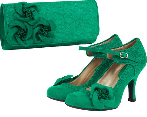 Ruby Shoo Anna and Milan in Emerald Green